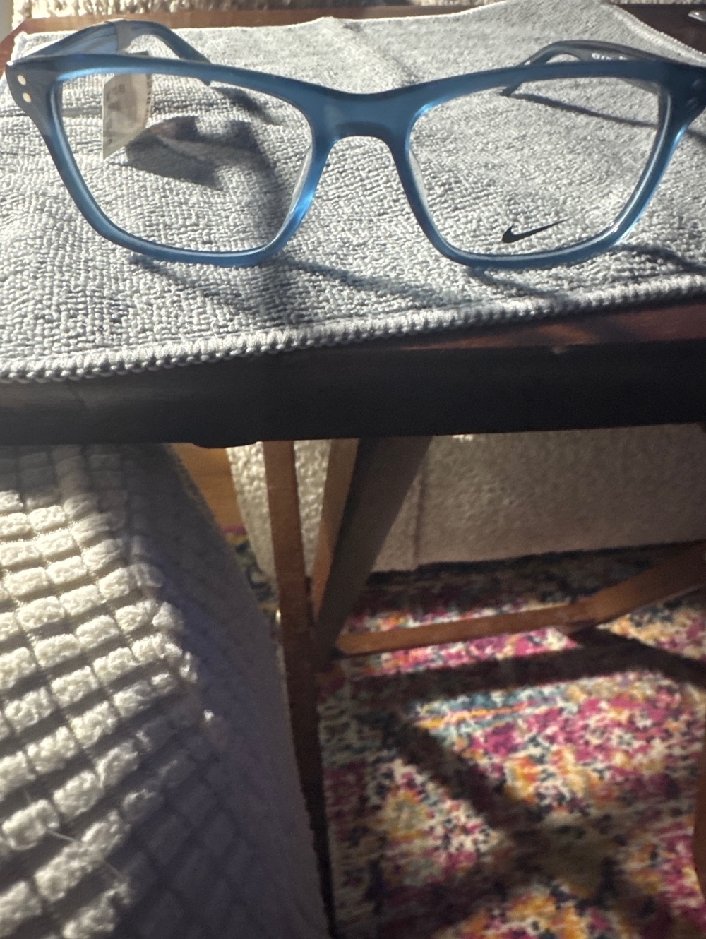 Nike Blue Rectangular Eyeglass Frames Clear Lenses